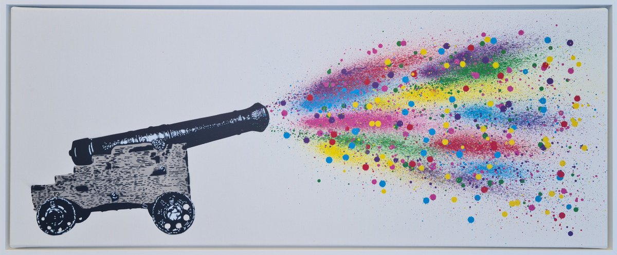 Urban And Pop Transport Painting By Johnman, 41 X 17, Crimean Cannon, Original Artwork