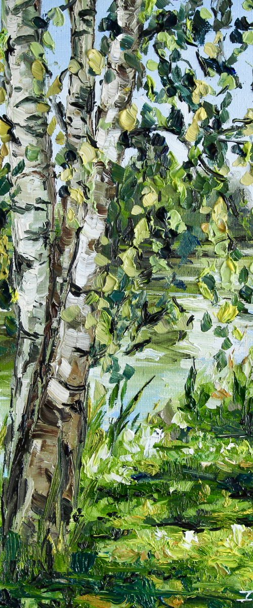 Birch Trees by the Water by Liza Illichmann