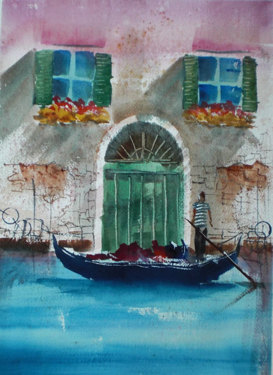 Expressive Cityscapes Watercolour By Giorgio Gosti, 10 X 14, Venice 22, Original Artwork