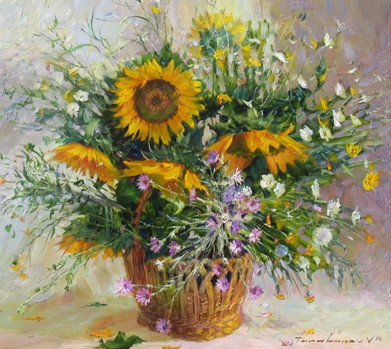 Wildflowers and sunflowers