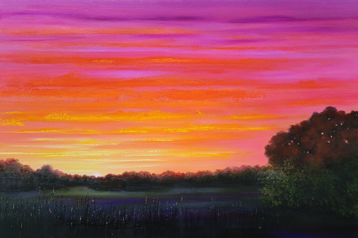 Blazing Sunset By Faith Patterson, 36 X 24, Artwork For Sale On Artfinder