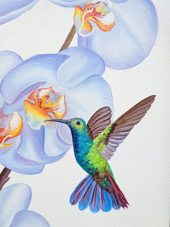 "Harmony", orchid and birds art