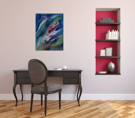 Sound of flower, textured flower painting, 60x80 cm