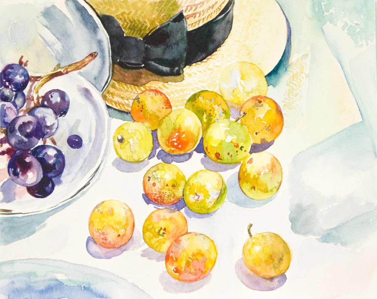 Still life with Mirabelle plums by Daria Galinski