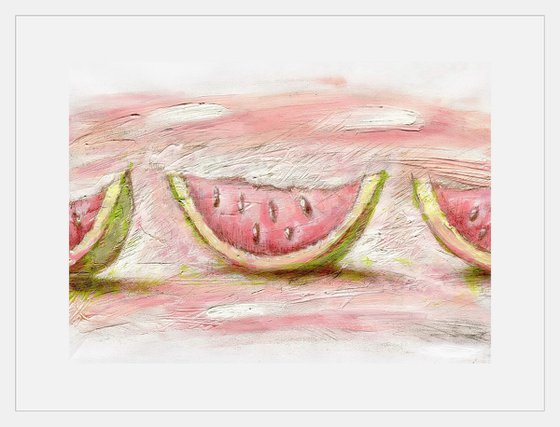 Watermelons On Pink Background