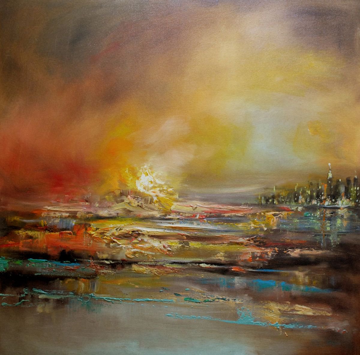 New York City by sea 24x24 in by Vishalandra Dakur