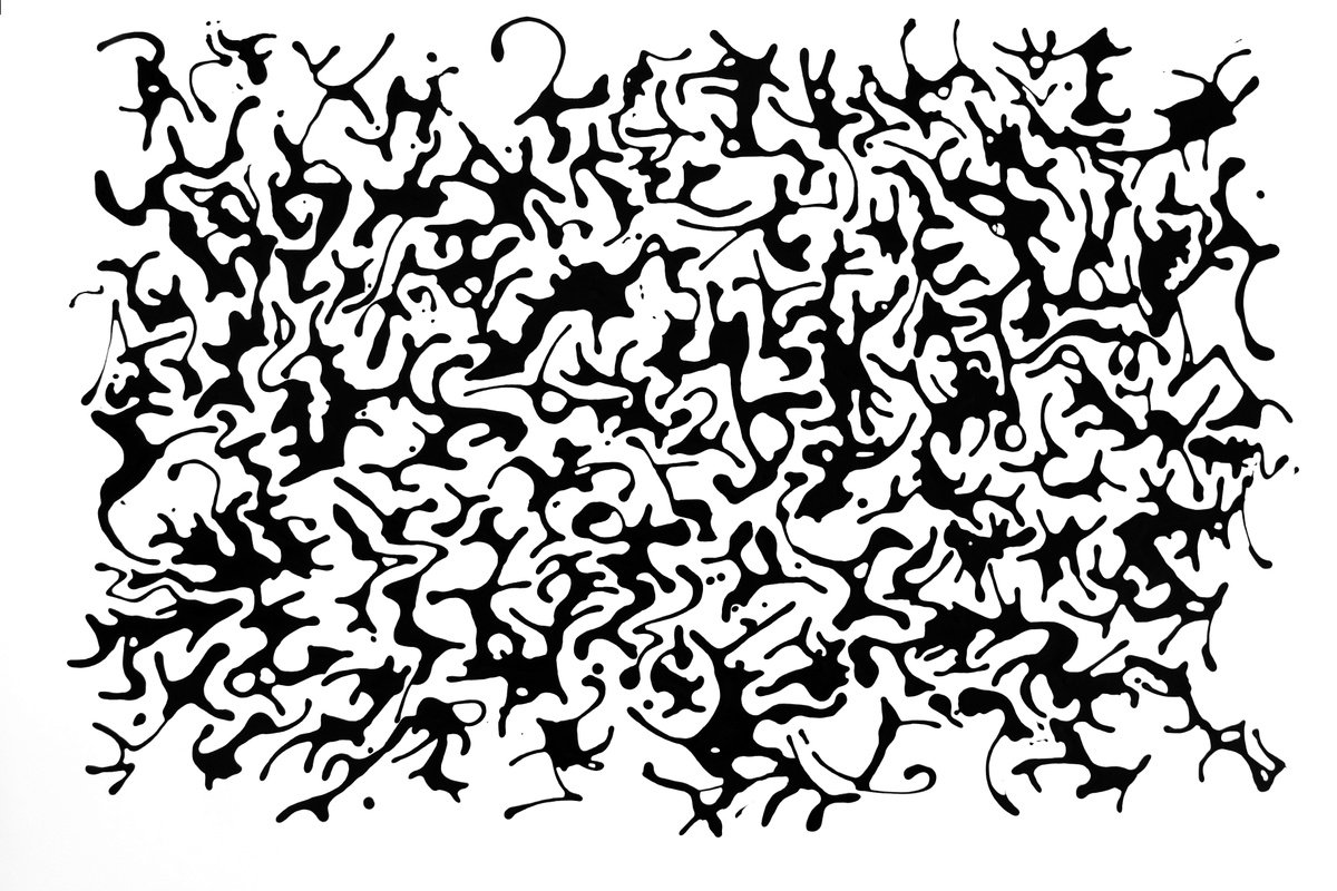 Organic Abstract Painting By John Sharp, 39 X 28, Menagerie, Original Artwork