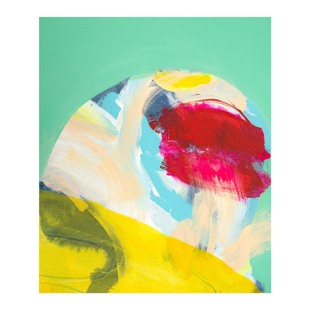 Organic Abstract Acrylic Painting By Suzie Cumming, 21 X 25", Inbetween, Original Artwork