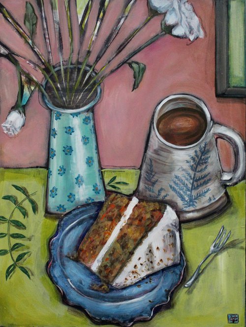 Still life called Tea and Cake by Victoria Coleman