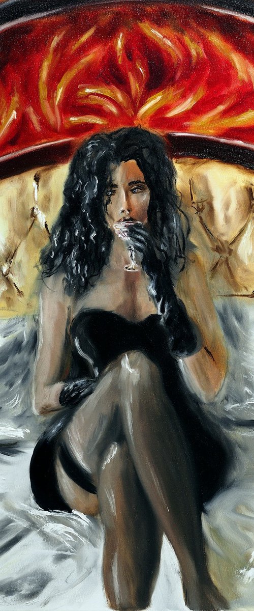 Woman with a cocktail by Ruslana Levandovska