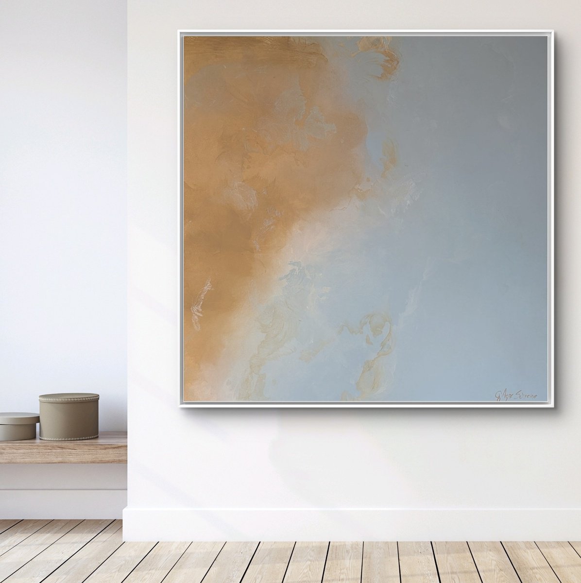 Abstract Acrylic Painting By Gabriela Azar Schreiner, 55 X 55, Distant Shores, Original Artwork