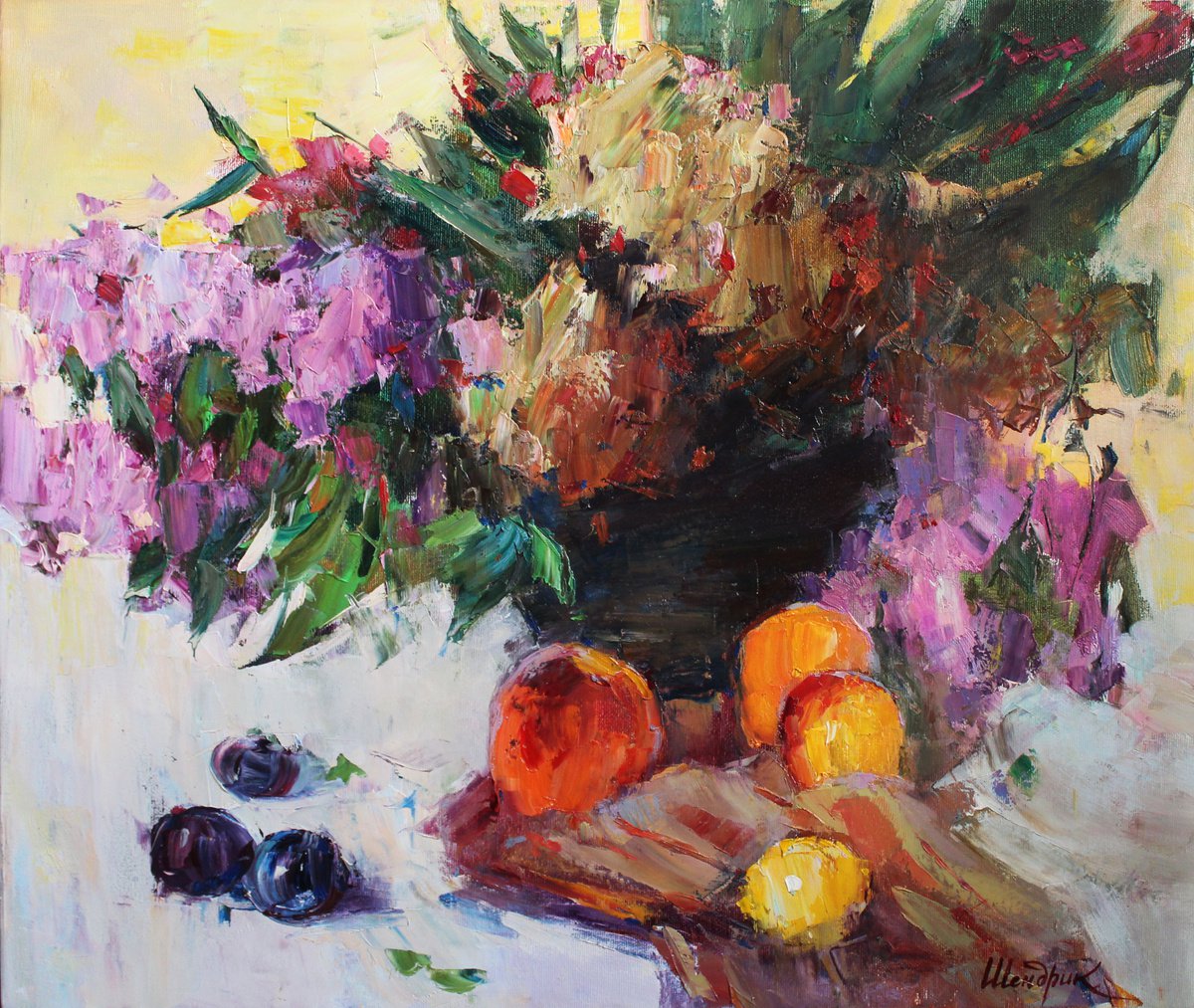 Impressionistic Still Life Oil Painting By Tetiana Shendryk, 24 X 20", Bright Bouquet, Original Artwork
