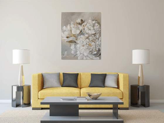 Peonies wall art, Floral Canvas - Peonies Original Art