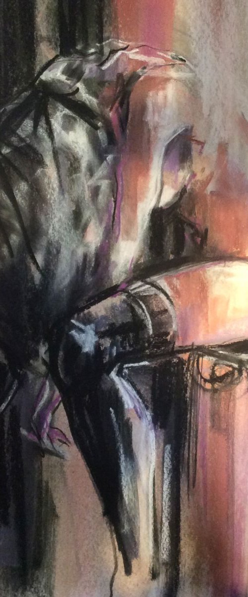 Sitted nude with stockings by Sheila Volpe