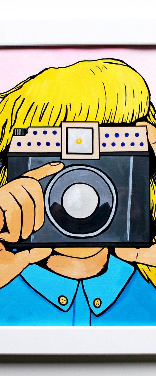 Snap! Retro Camera Pop Painting on Unframed A4 Paper by Ian Viggars