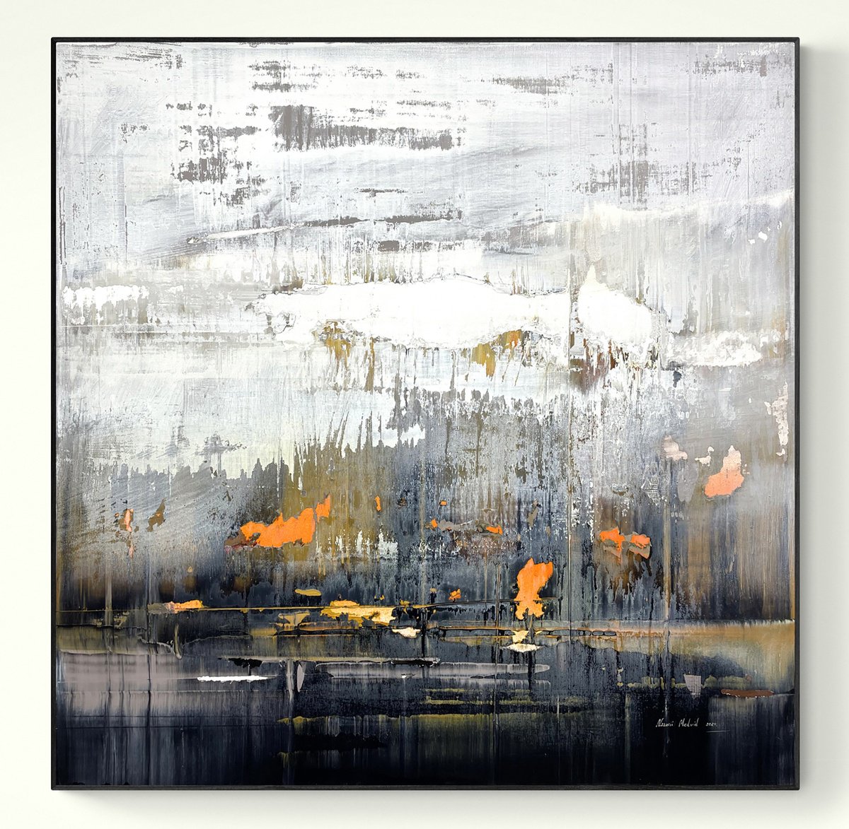 Abstract Acrylic Painting By Nazarii Medvid, 35 X 35", Depth Of Nature 372, Original Artwork