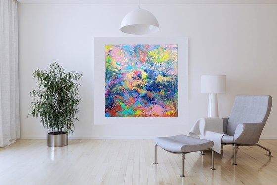 Simply Happy - large abstract textured artwork