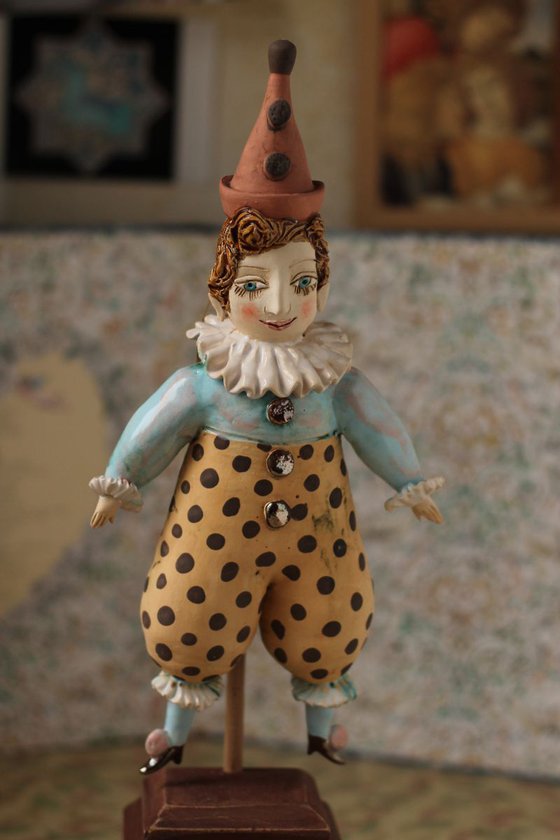 Pierrot with dotted pants, wall object by Elya Yalonetski