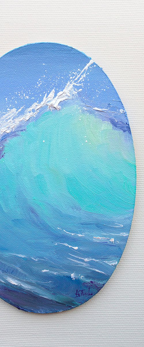 Wave painting Turquoise by Bozhena Fuchs