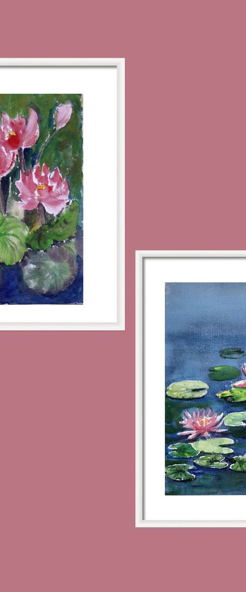 Set of two Water Lily Ponds by Asha Shenoy