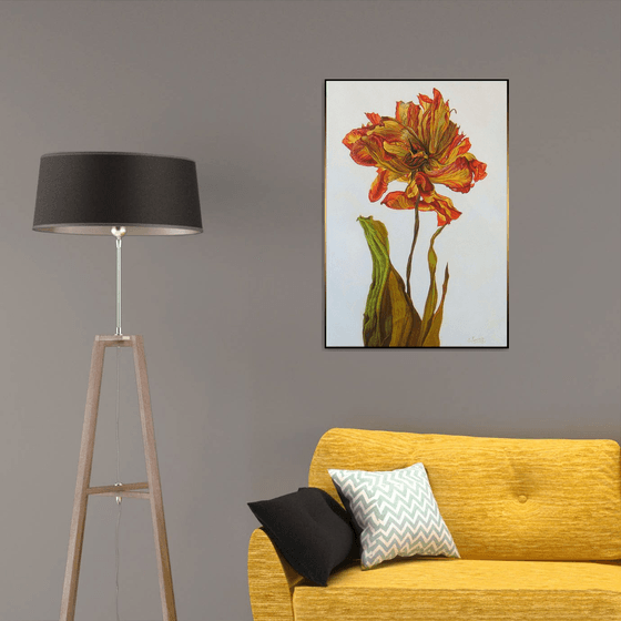 Red Flower, Exclusive Oil Art