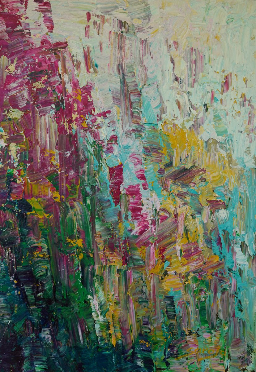 Abstract Landscape Oil Painting By Saroja Van Der Stegen, 15 X 20", Wasimeko (Ref#:1305-8P), Original Artwork