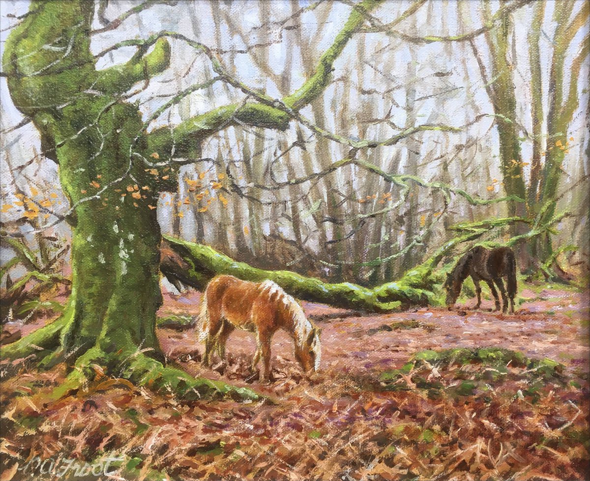 Chestnut Pony in Ancient Woodland by Peter Frost