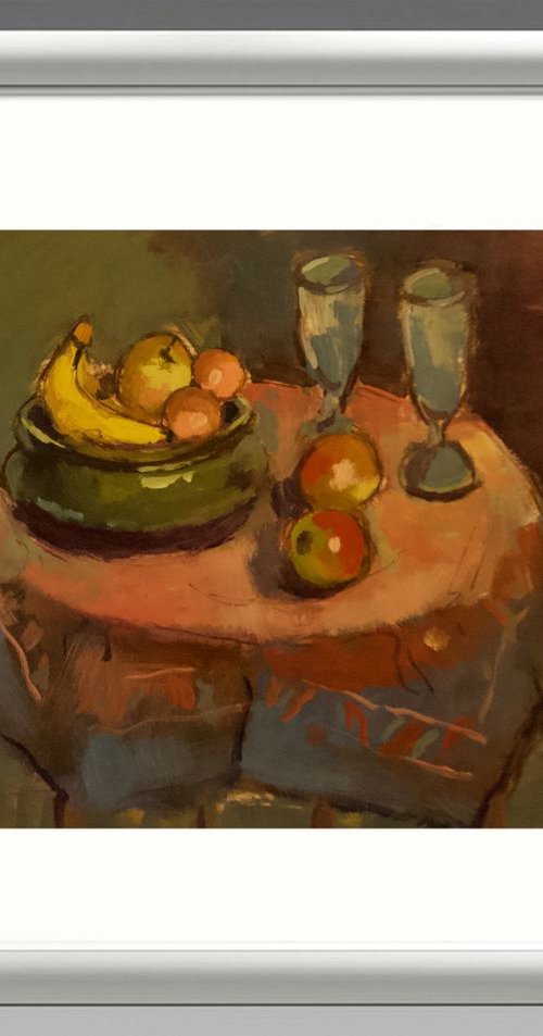 Fruit and Glasses on Round Table by Andre Pallat