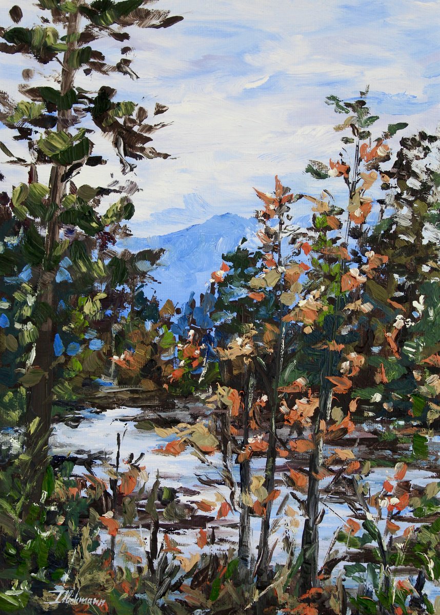 Impressionistic Landscape Oil Painting By Liza Illichmann, 8 X 12", October, Original Artwork