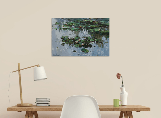 White Water Lilies -  Original Oil painting