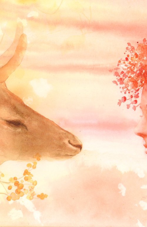 Dreaming Deer - Original Watercolour Painting by Alison Fennell