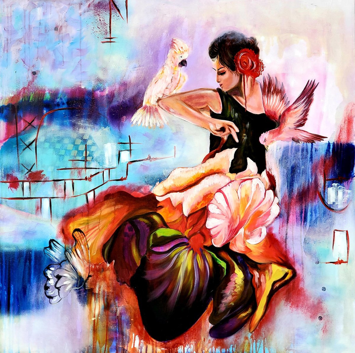 Impressionistic Portrait Oil Painting By Niyati Jiwani, 36 X 36", Gratitude, Original Artwork