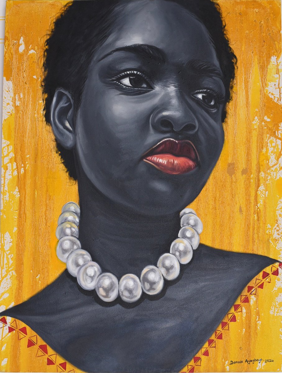 Expressive Portrait Oil Painting By Damola Ayegbayo, 36 X 48, Black Pride 6, Original Artwork