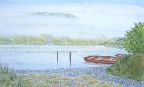 Boats on Crummockwater, Lake District by John Horton