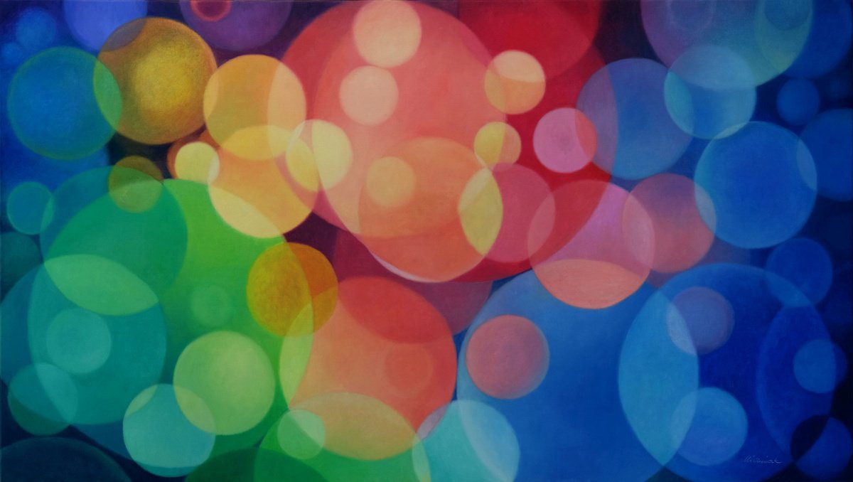 Geometric Abstract Oil Painting By Richard Mierniczak, 63 X 35", Composition 35. - Dreams, Original Artwork