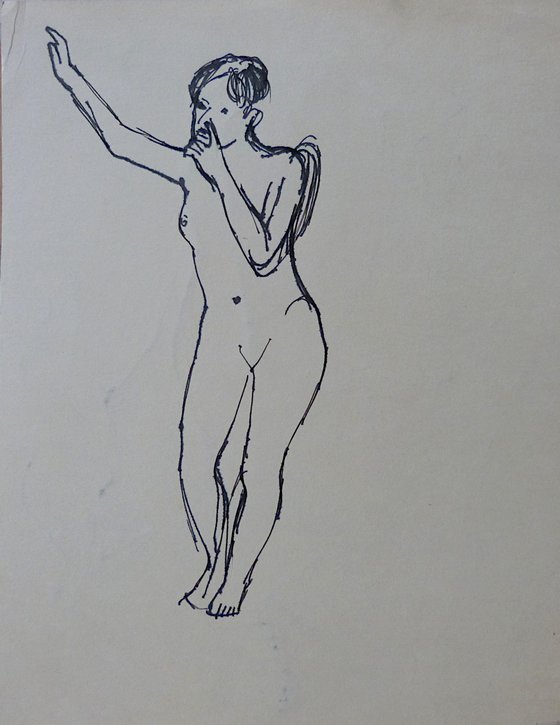 Sketch of a nude, on two sides