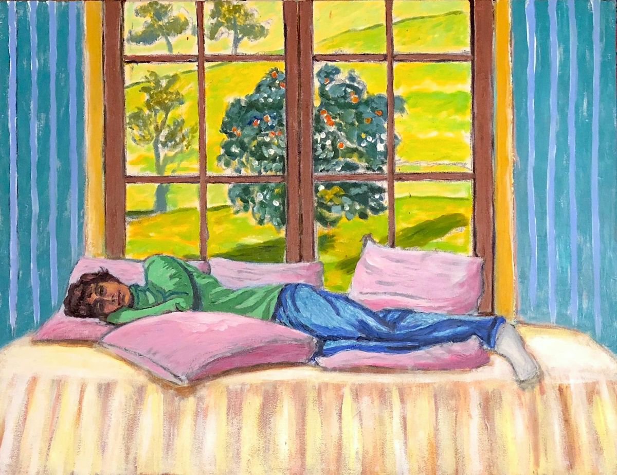 Expressive Portrait Painting By Susan Stewart, 26 X 20", "Tree Of Knowledge", Original Artwork