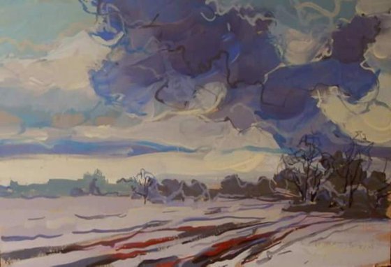 cloud, original painting 30x21 cm