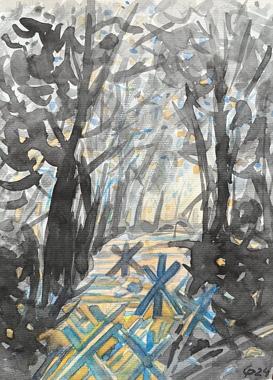 Once in the Ukrainian forest original watercolour artwork