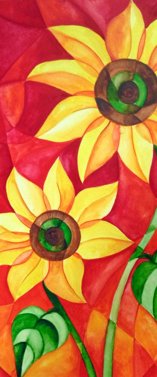 Abstracted Sunflower Pair by Tiffany Budd