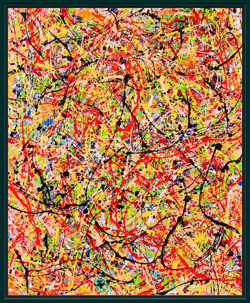 CARIBBEAN DAY,   Pollock style, framed by Tomaž Gorjanc - Tomo