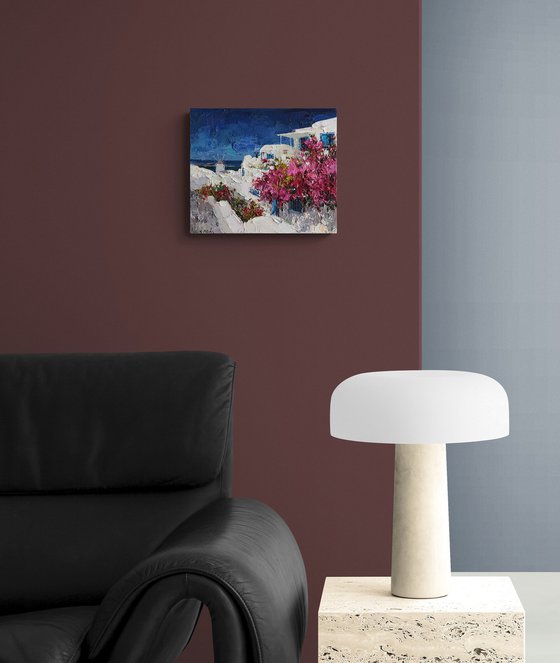 Bougainvillea in Santorini, Greece