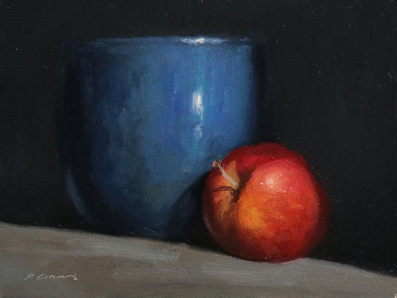 Pomme et Vase Bleu