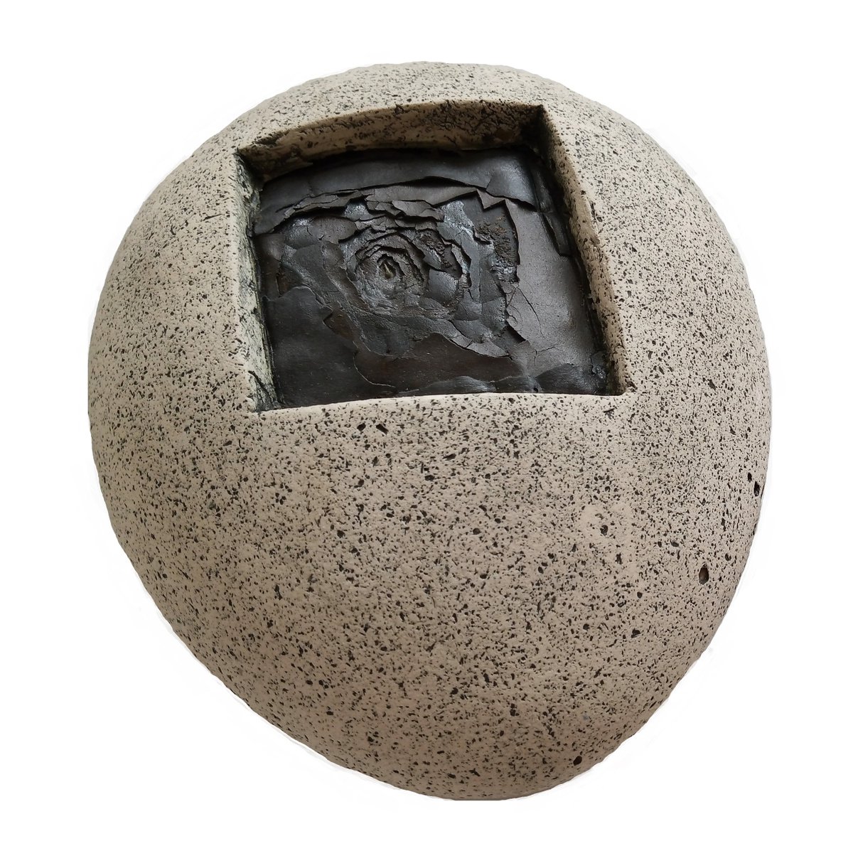 Organic Abstract Clay Sculpture By Rossitza Trendafilova, 7 X 3", "White & Black", Original Artwork