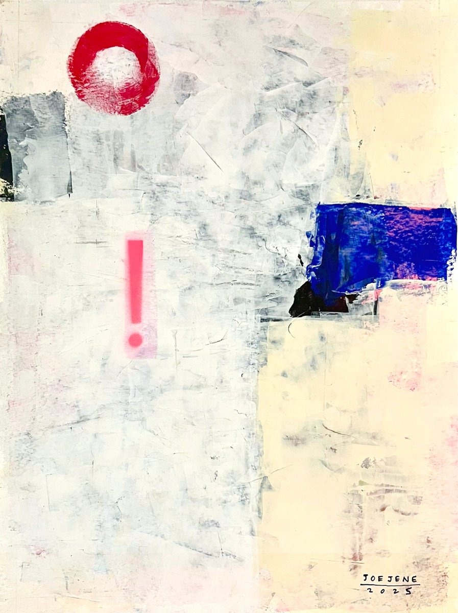 Abstract Acrylic Painting By Joejene C. Santos, 12 X 16, Red, Yellow, Blue And Black, Original Artwork