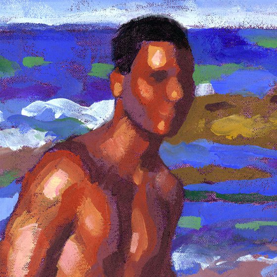 Impressionist Male Nude at Diamond Head Beach