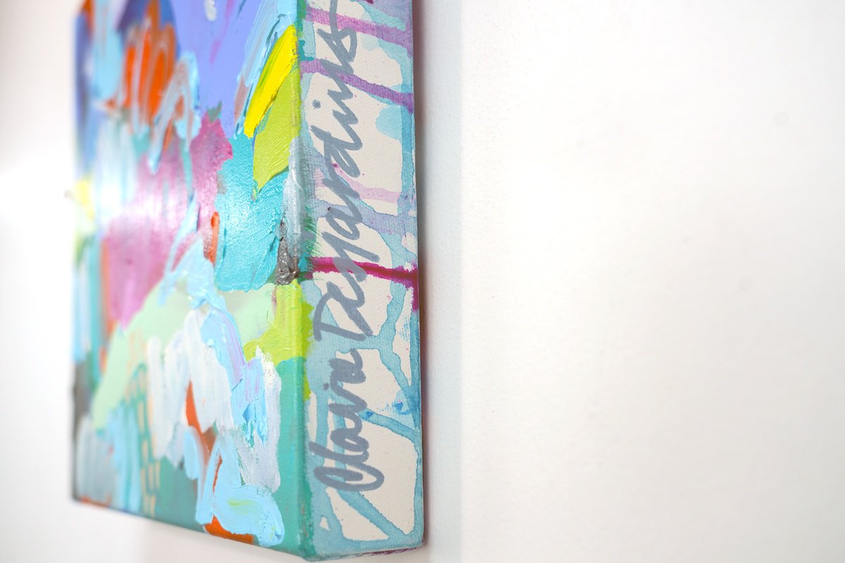 Abstract Acrylic Painting By Claire Desjardins, 12 X 12, Good Hair Day 01, Original Artwork