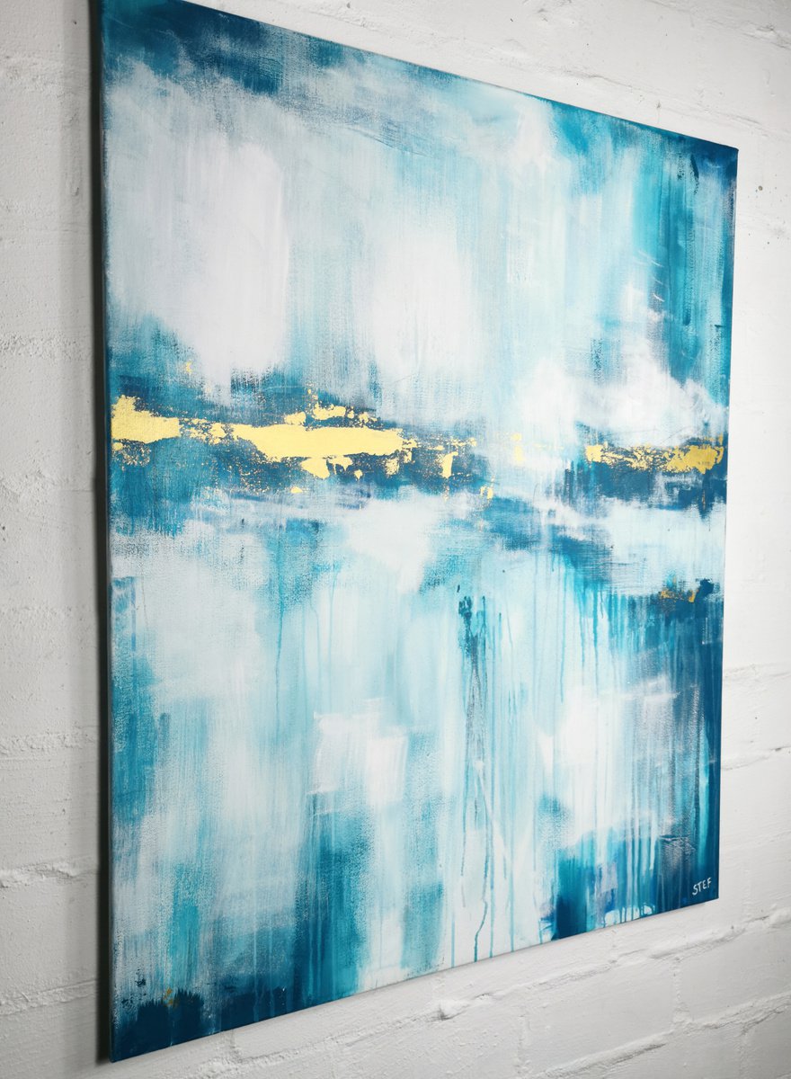 Deep Sea Gold In Turquoise #3 By Stefanie Rogge, 31 X 39, Artwork For Sale On Artfinder