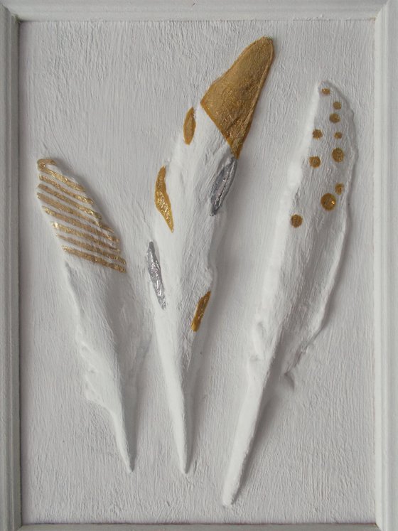 sculptural wall art  "Three Feathers"
