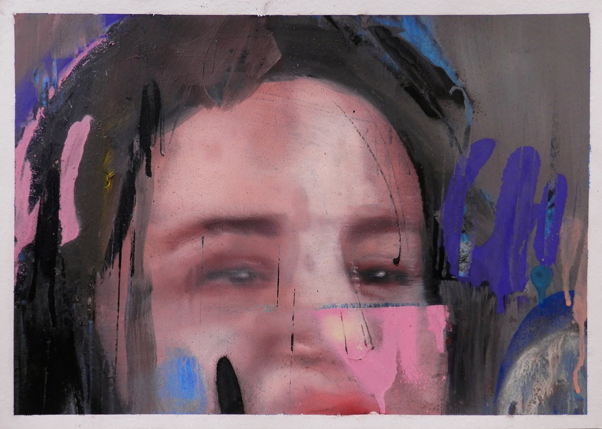 Urban And Pop Portrait Oil Painting By Milos Hronec, 17 X 11", Event 5, Original Artwork